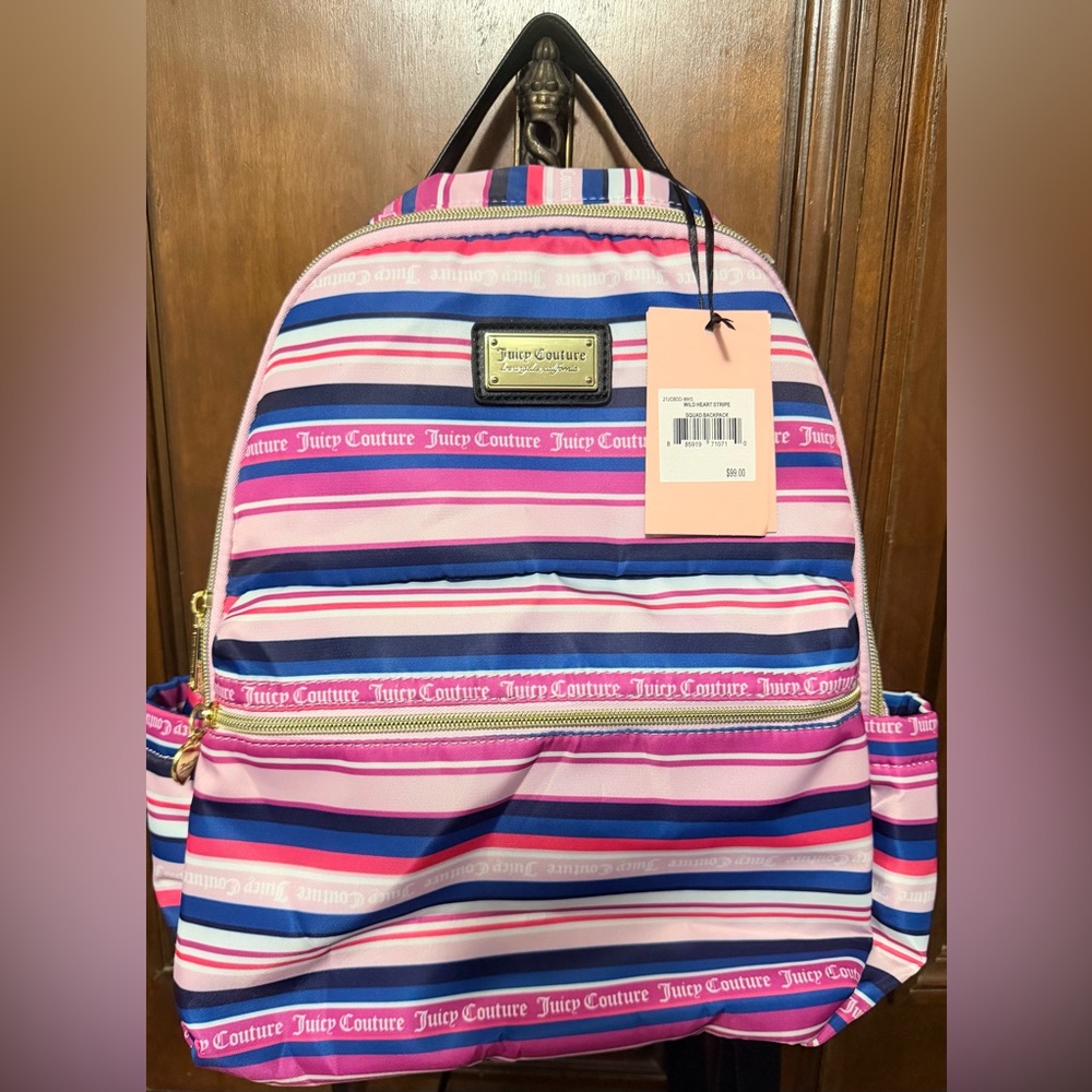 Juicy Couture Pink Navy Fuchsia Striped Backpack